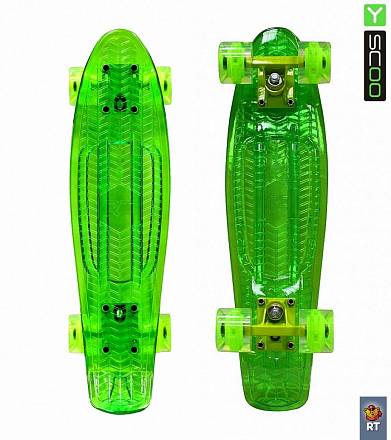 Скейтборд 5-13 Y-SCOO Penny board RT 22 Shine green со светящимися колесами 